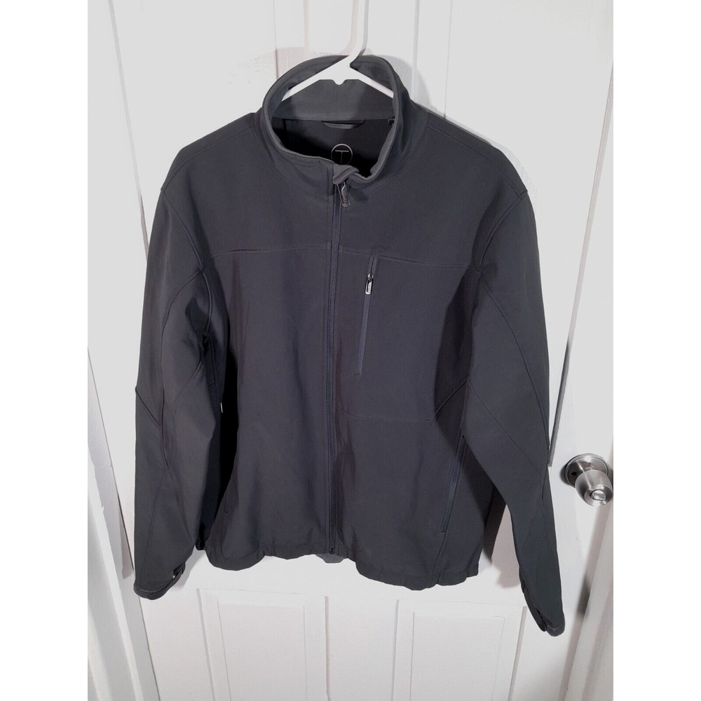 Tech By Tumi Jacket Softshell Windwall Full ZIP Dark Gray Mens Large Lined Logo